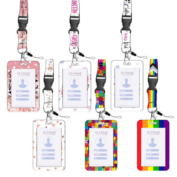 Wholesale Badge Reels Plastic Coffee LGBT Rainbow Card Holder Retractable Keychain