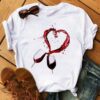 Whoelsale Valentine's Day Polyester High Heels, Wine Glass Printed Women's Short Sleeved T-shirt