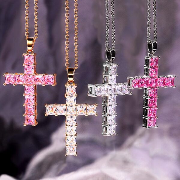 O1CN01XINVwO1ESnn2fCrlA_2685160351-0-cib Wholesale Full Diamond Square Zircon Cross Necklace