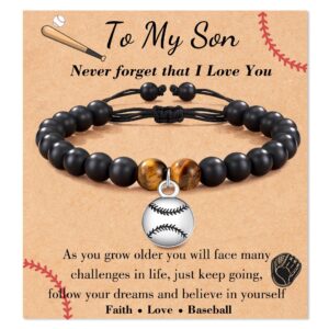 Tiger Eye baseball bracelet + TO MY SON card
