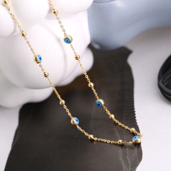 O1CN01XJCWlQ1sorYDYYG7Y_2209213125814-0-cib Wholesale Devil's Eyes Dark Blue Eyes Small Steel Balls Stitching Titanium Steel Necklaces