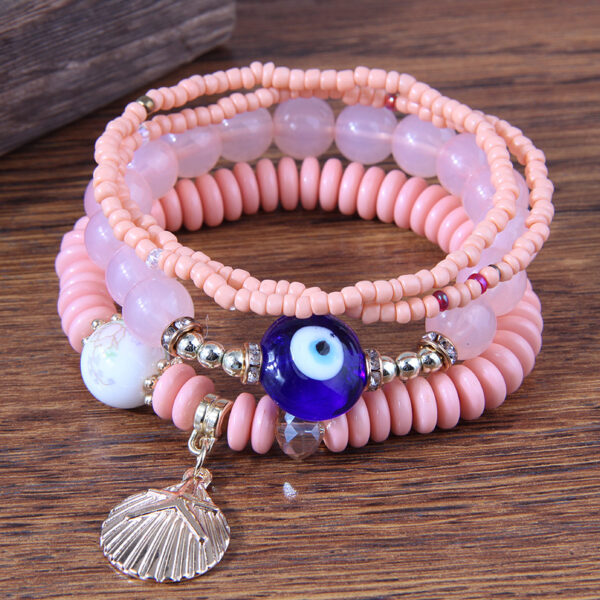 Wholesale Devil's Eye Shell Pendant Multilayer Resin Alloy Bracelet