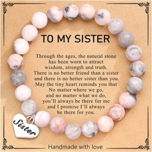 Sister card + pink zebra love bracelet