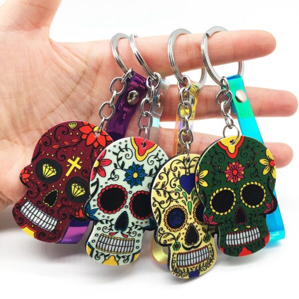 O1CN01XMUOH31czMjun09hg_2211273843671-0-cib Wholesale Day of the Dead Skull Mexican Calavera Acrylic Keychain