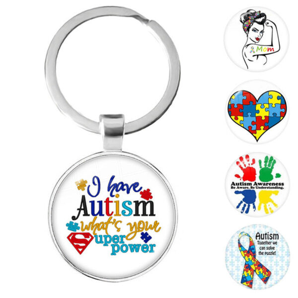 O1CN01XNEqgW1tijoi7HlCq__2212752275936-0-cib Wholesale Alloy Autism Ribbon Love Keychain