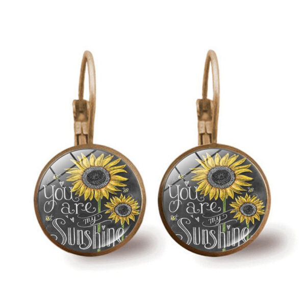 Wholesale Sunflower Time Gem Alloy Earrings