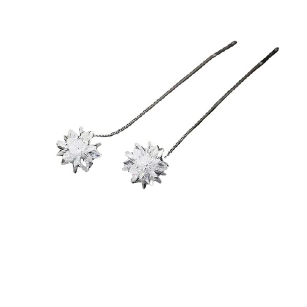 Wholesale Purple Ice Flower Chain Zircon Earrings