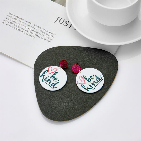Wholesale Heart English Alphabet Round Card Acrylic Earrings