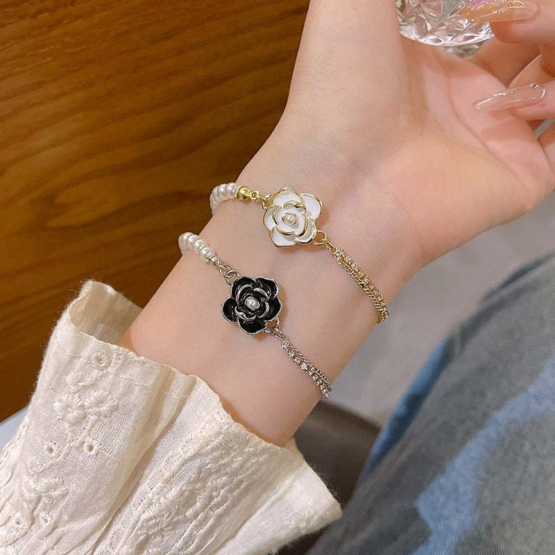 Wholesale Vintage Camellia Pearl Zircon Bracelet