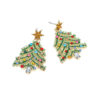 Wholesale Creative Hollowed Out Diamond Christmas Tree Colored Diamond Earrings