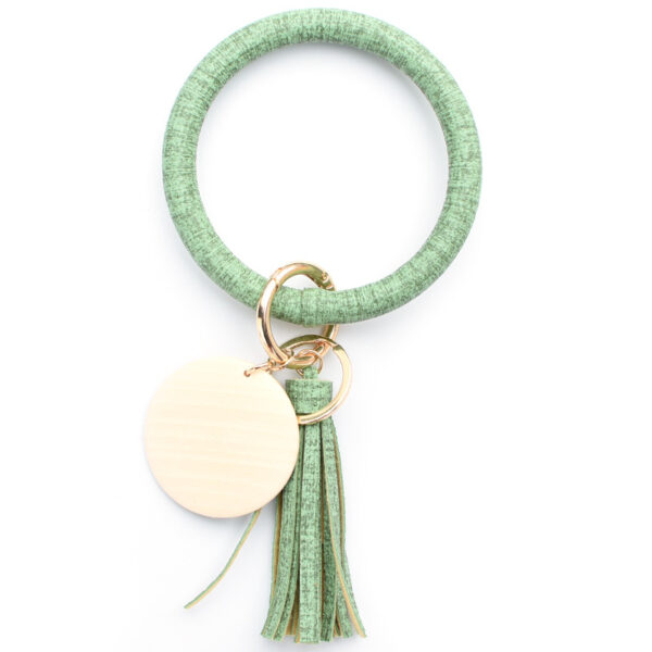 Wholesale Imitation Linen PU Leather Bracelet Keychain