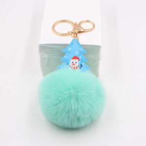 Mint Green / Christmas tree fur ball pendant
