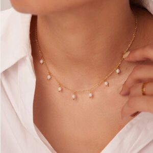 O1CN01XUi5zT1CrPuP3TwQ7__2215527580134-0-cib Wholesale Freshwater Pearl Titanium Steel Plated 18K Gold Millet Bead Necklace
