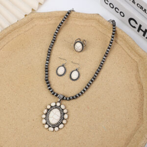 White pine necklace + earrings + ring
