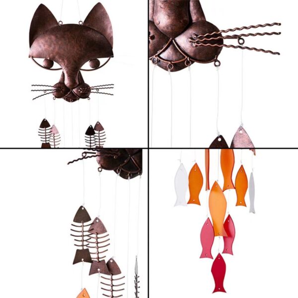 Wholesale Metal Cat Fish Wind Chime Pendant