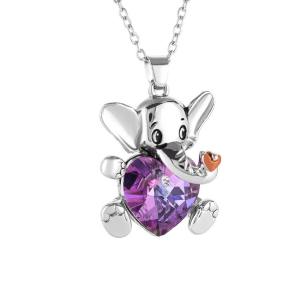 Wholesale Elephant Heart Colorful Crystal Necklace