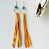 Wholesale Exaggerated Leather Tassel Turquoise Multi-color Earrings 2 in A Pack