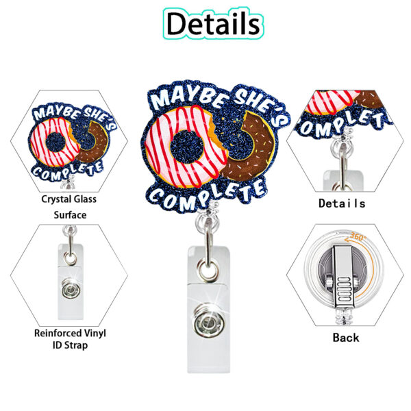 Wholesale Glitter Acrylic Bone Medical Rotating Retractable Badge