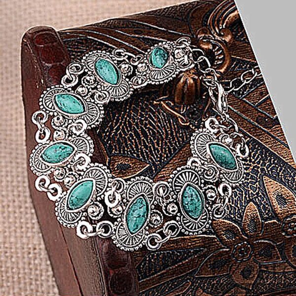 Wholesale Turquoise Vintage Ethnic Water Drop Bracelet