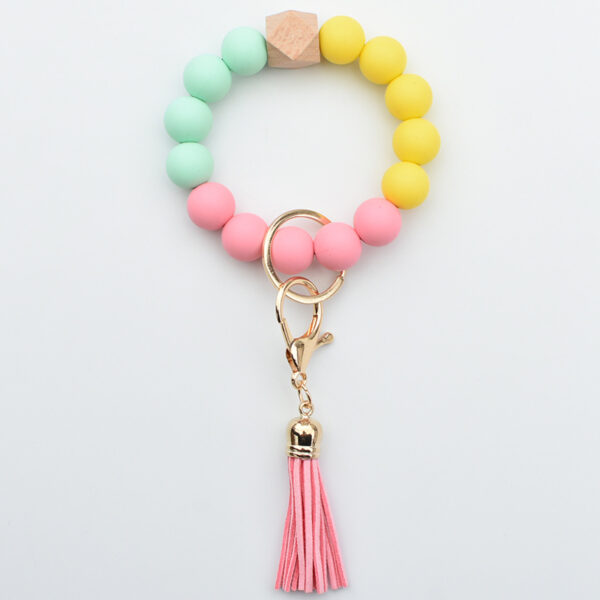 Wholesale Colorful Silicone Beaded Wrist Keychain