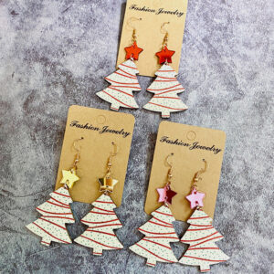 Wholesale Christmas Tree Wooden Earrings