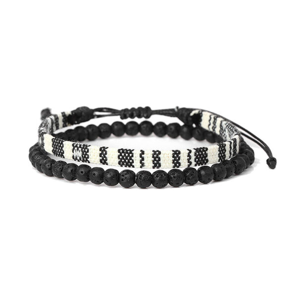 Wholesale Post Art Rope Lava Stone Combo Bracelet