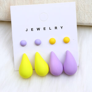 Yellow light purple water drops-four-piece set