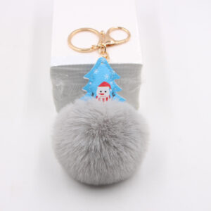 Light gray / Christmas tree fur ball pendant