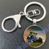 Wholesale Time Gem Tractor Round Glass Metal Keychain
