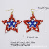 Wholesale Independence Day PU Leather Pentagram Geometric Earrings