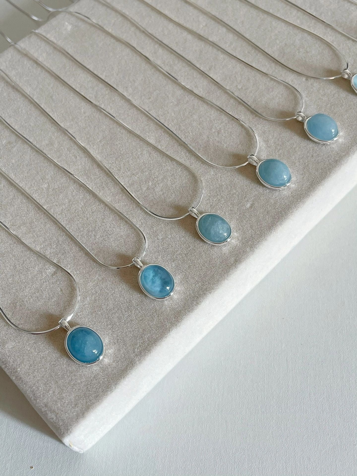 Wholesale Aquamarine Sier Necklaces