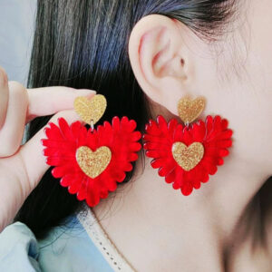 Wholesale Valentine's Day Heart Spliced Acrylic Earrings