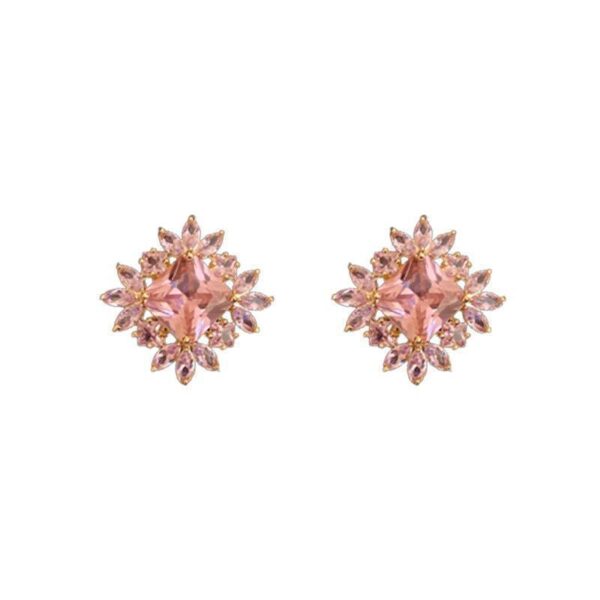 Wholesale Geometric Square Full Diamond Flower Earrings