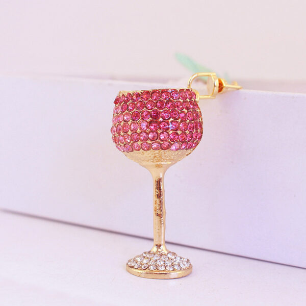 Wholesale Zinc Alloy Diamond Crystal Wine Glass Key Chain