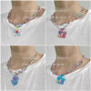 Wholesale Colorful Double Layer Beaded Flower Butterfly Necklaces