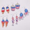 Wholesale American Independence Day Ice Cream Beach Wooden Earrings