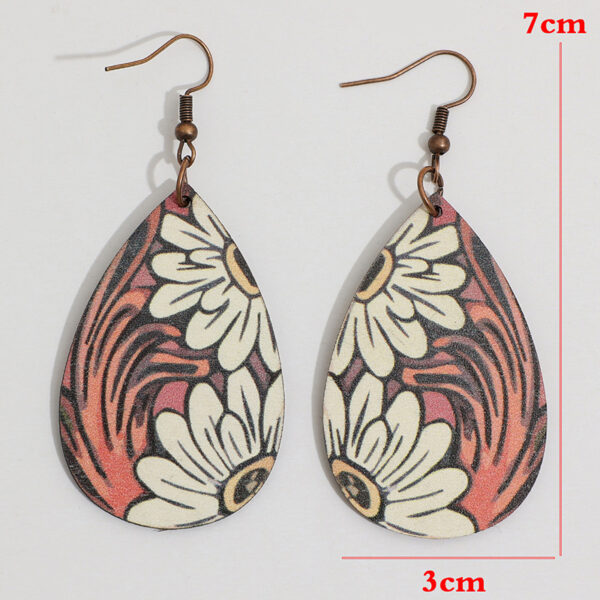 Wholesale Vintage Feng Shui Drop Shaped Sunflower Wooden Earrings