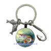 Wholesale Fishing Enthusiasts Time Gemstone Fish Hook Metal Keychain