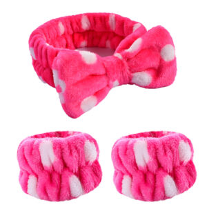 #16 rose red and white dot three-piece set (3 elastic)