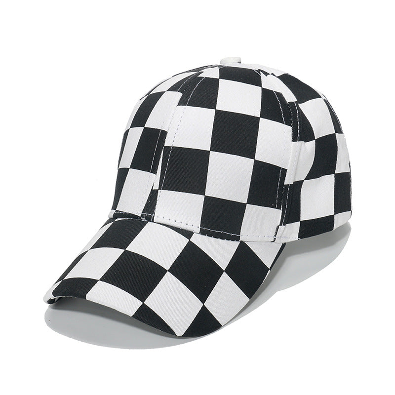 Wholesale Cotton lyester Black and White Checkerboard Baseball Cap