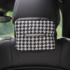 Wholesale Knitting Houndstooth Car Seat Back Hanging Type Leather Tissue Drawer