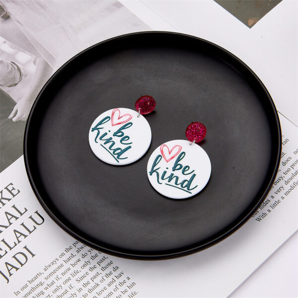 Wholesale Heart English Alphabet Round Card Acrylic Earrings