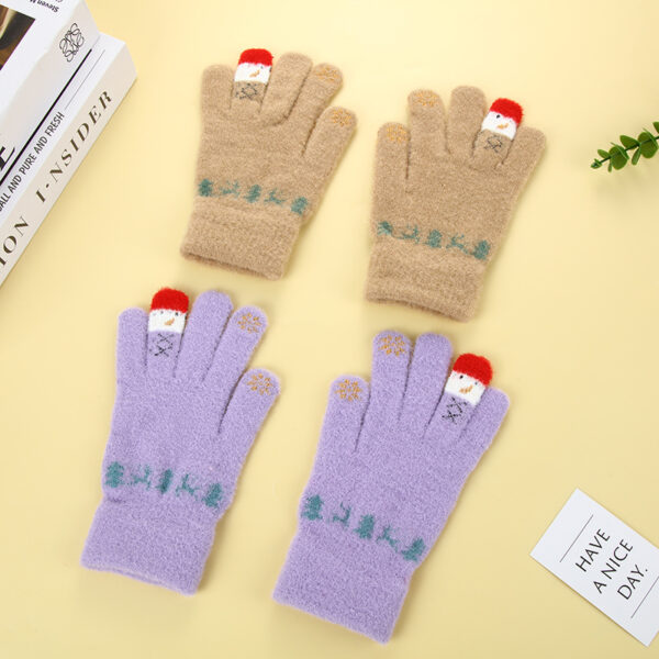 Wholesale Autumn and Winter Christmas Snowman Touch Screen Imitation Cashmere Cycling Plush Thickened Gloves
