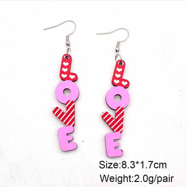 Wholesale Valentine's Day LOVE Love Wooden Earrings