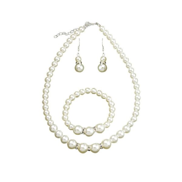 Wholesale Pearl Necklace Earrings Bracelet Three Piece Set