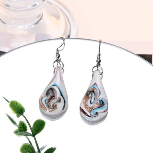 Wholesale Blue Orange Messy Silk Flat Water Drop Glass Ethnic Style Necklace