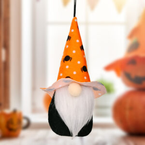 Halloween pointy hat gnome small pendant E orange hat Spider