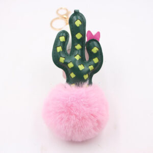 Pink / Cactus gold keychain