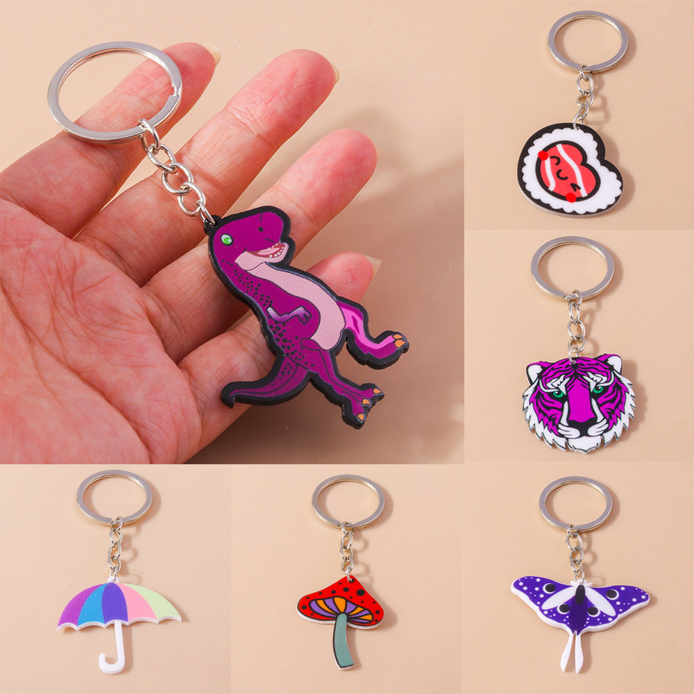 Wholesale Animal Umbrella Love Cartoon Cute Tiger Dinosaur Acrylic Keychain