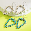 Wholesale Personalized Hollow Heart Exaggerated Turquoise Exquisite Earrings